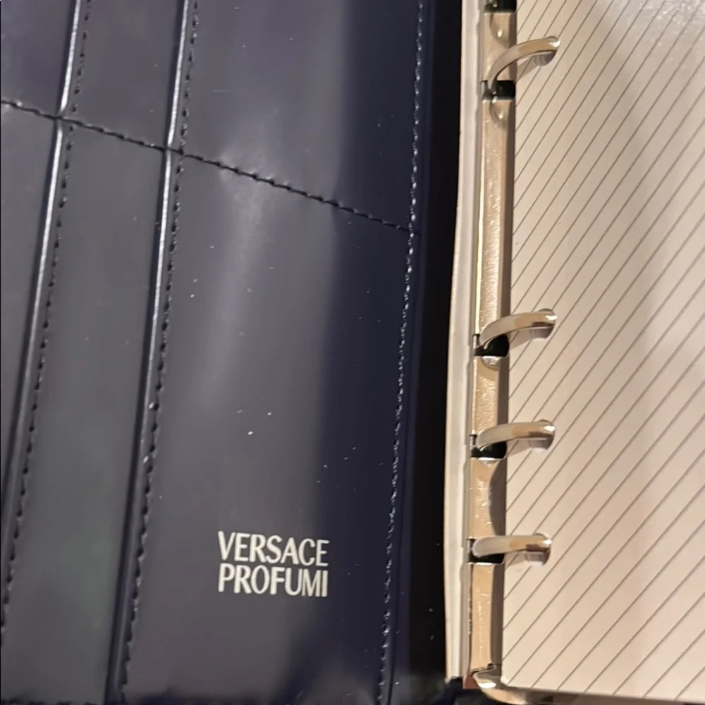 Versace Profumi Blue Crocodile-Embossed Men's Wallet